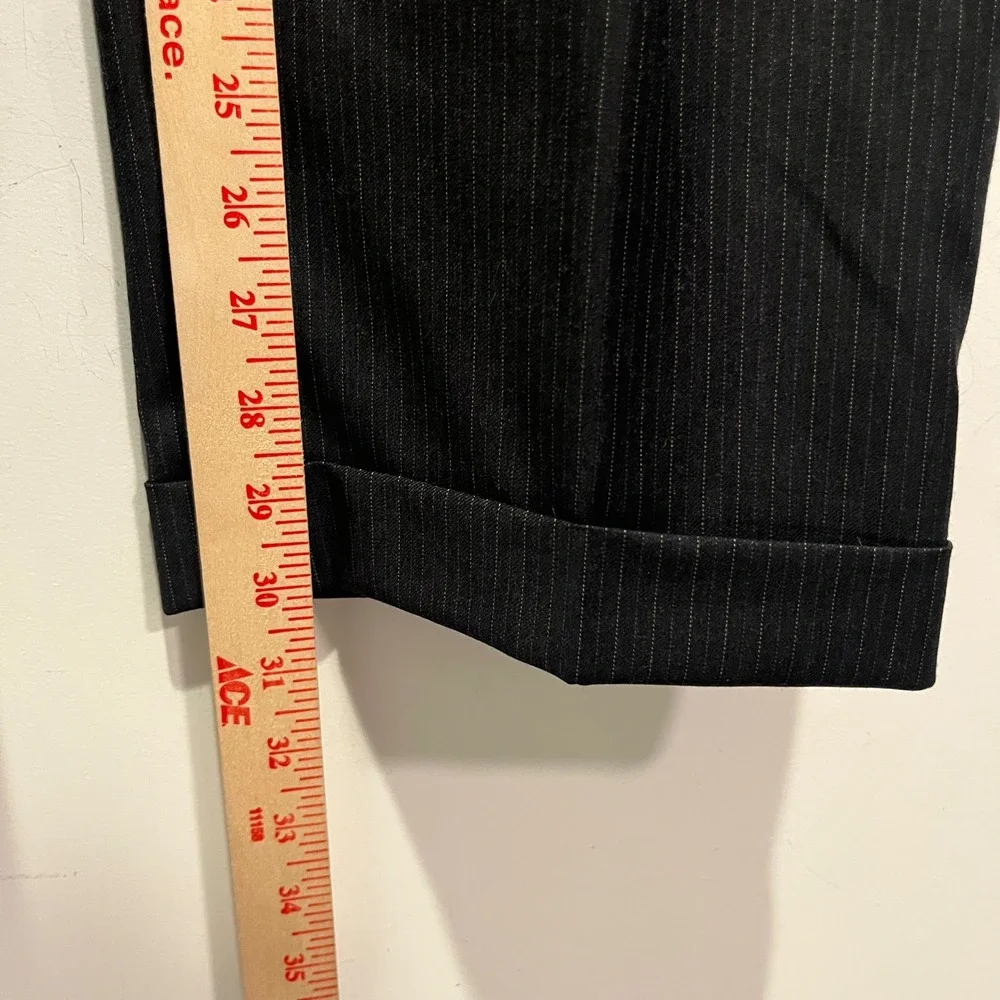 Jos. A. Bank Mens Black Pinstripe Two Button Suit Blazer and Cuffed Pants Set